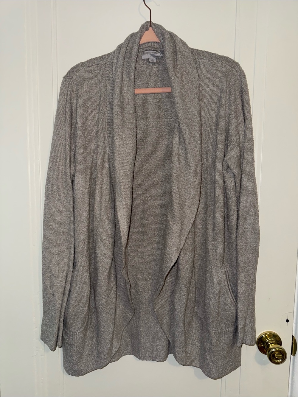 Barefoot Dreams CozyChic Lite - Gray Open Front Cozy Cardigan L/XL